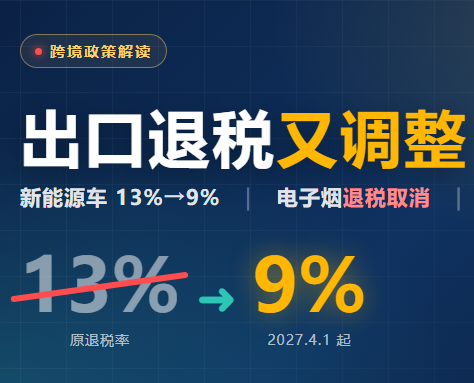 出口退税又调整：新能源车降4个点，电子烟归零，名单里还有竹制品